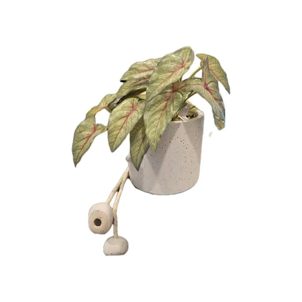 New Caladium Fake Shelf Plant Smiley Face Planter W/ Legs Room Home Decor